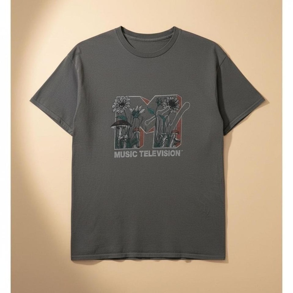 MTV Floral Mushroom Graphic Tee Size L Pre-Owned